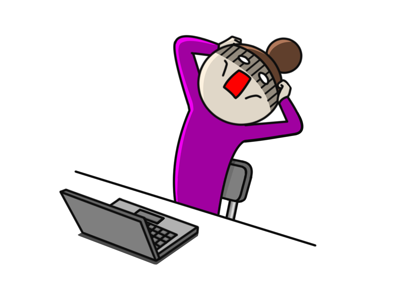 壊れたパソコンに絶望する女性